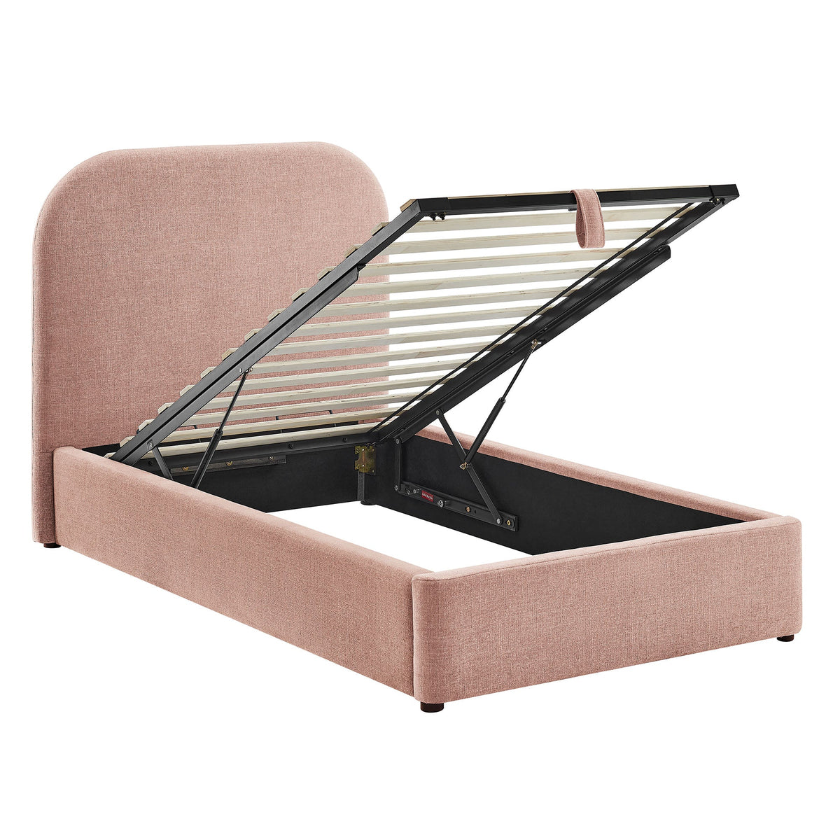 Keynote fabric upholstered storage platform bed frame blush pink by HouseOfZazla on Tampa Home & Garden Store