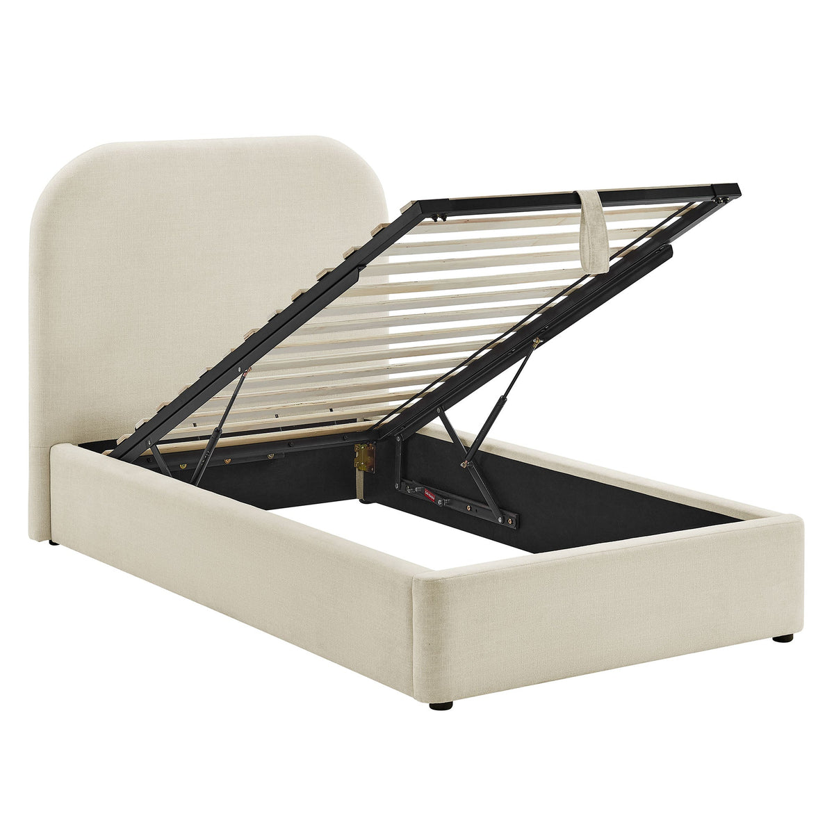Keynote fabric upholstered storage platform bed frame in beige with hydraulic lift by Modway on Tampa Home & Garden Store