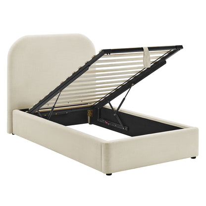 Keynote fabric upholstered storage platform bed frame in beige with hydraulic lift by Modway on Tampa Home & Garden Store