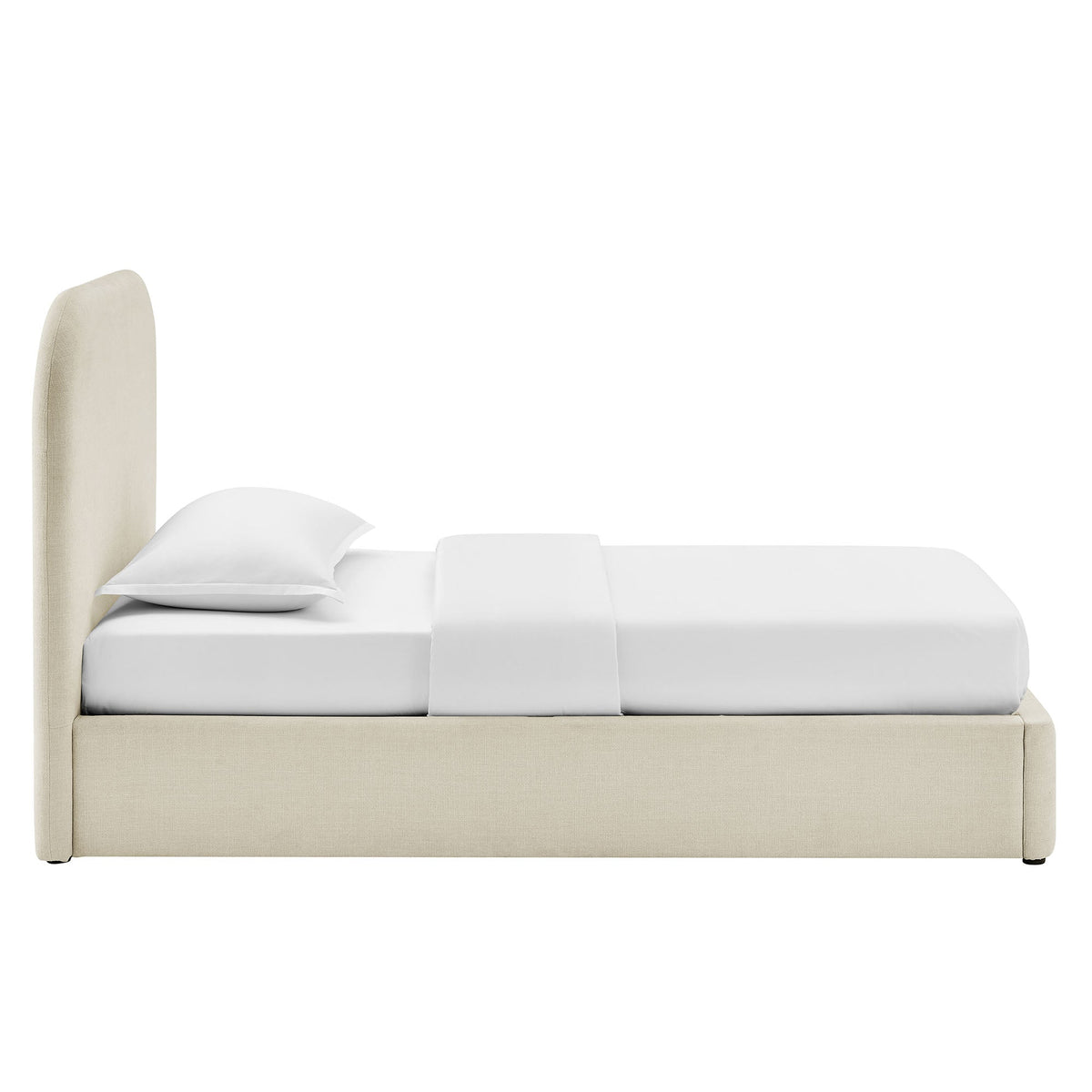 Keynote fabric upholstered storage platform bed frame in beige with tall headboard by Modway on Tampa Home & Garden Store