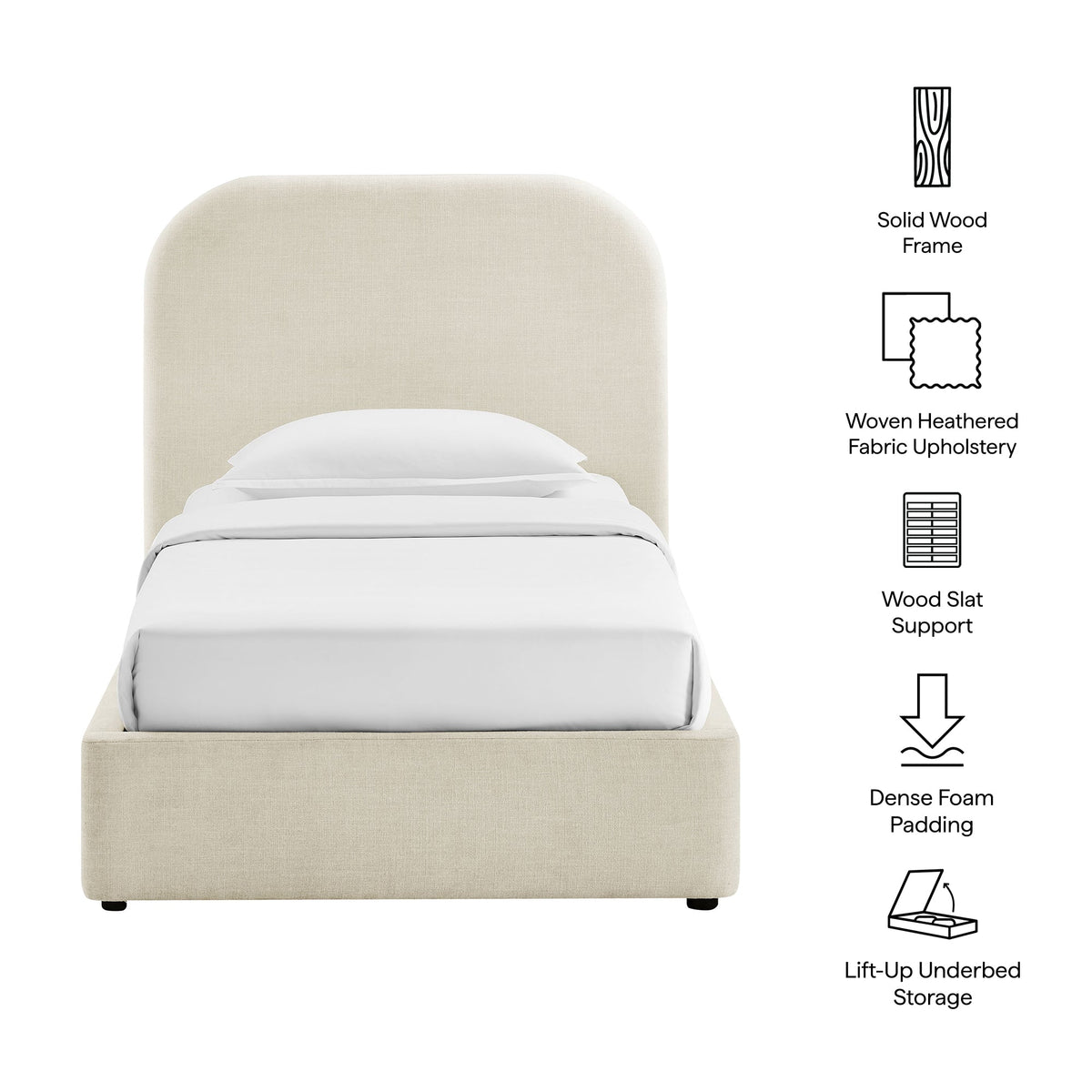 Keynote Fabric Upholstered Storage Platform Bed Frame Modway beige with storage on Tampa Home & Garden Store