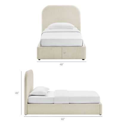 Keynote fabric upholstered storage platform bed with tall curved headboard by Modway bedding on Tampa Home & Garden Store