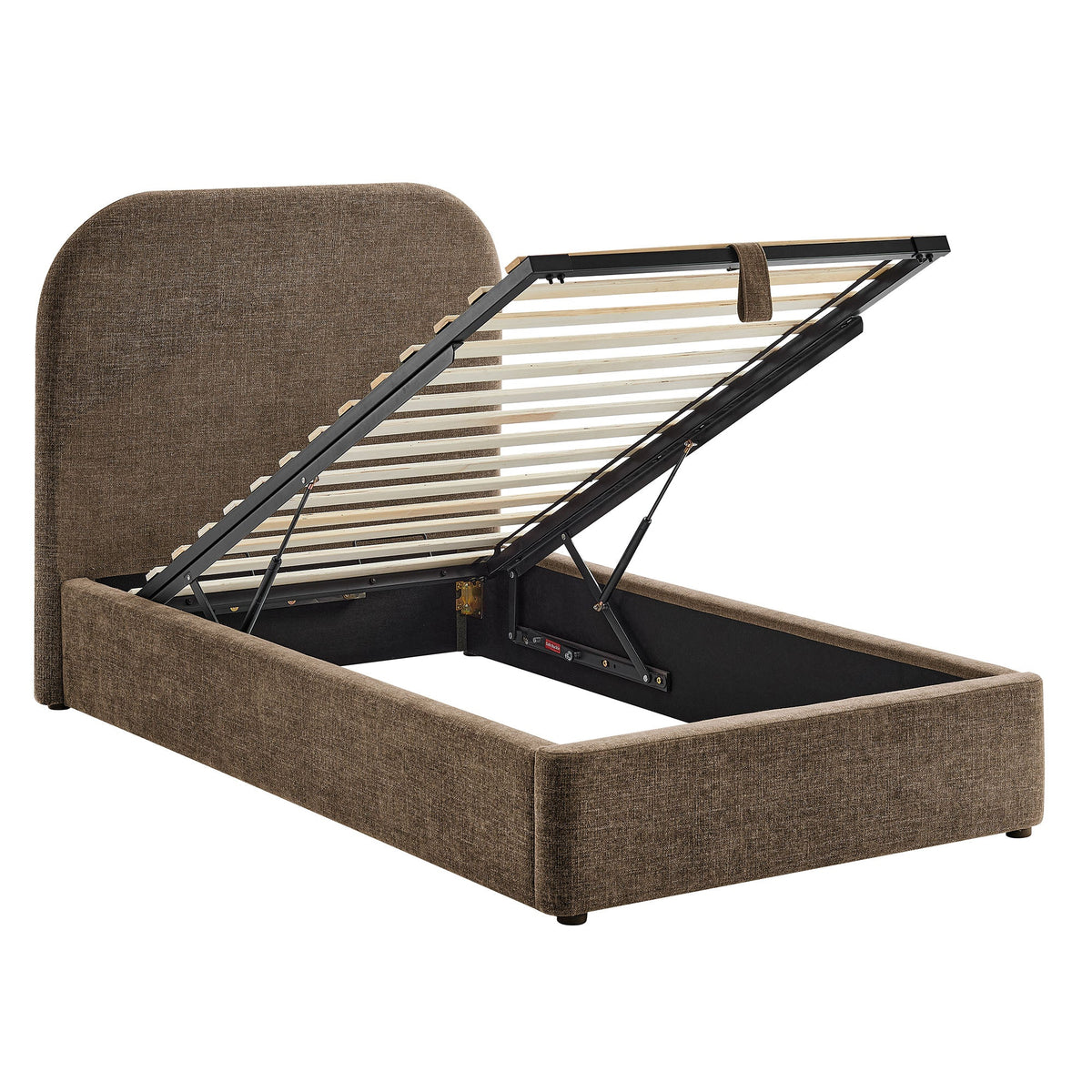 Keynote fabric upholstered storage platform bed frame in brown with lift-up mechanism by Modway on Tampa Home & Garden Store