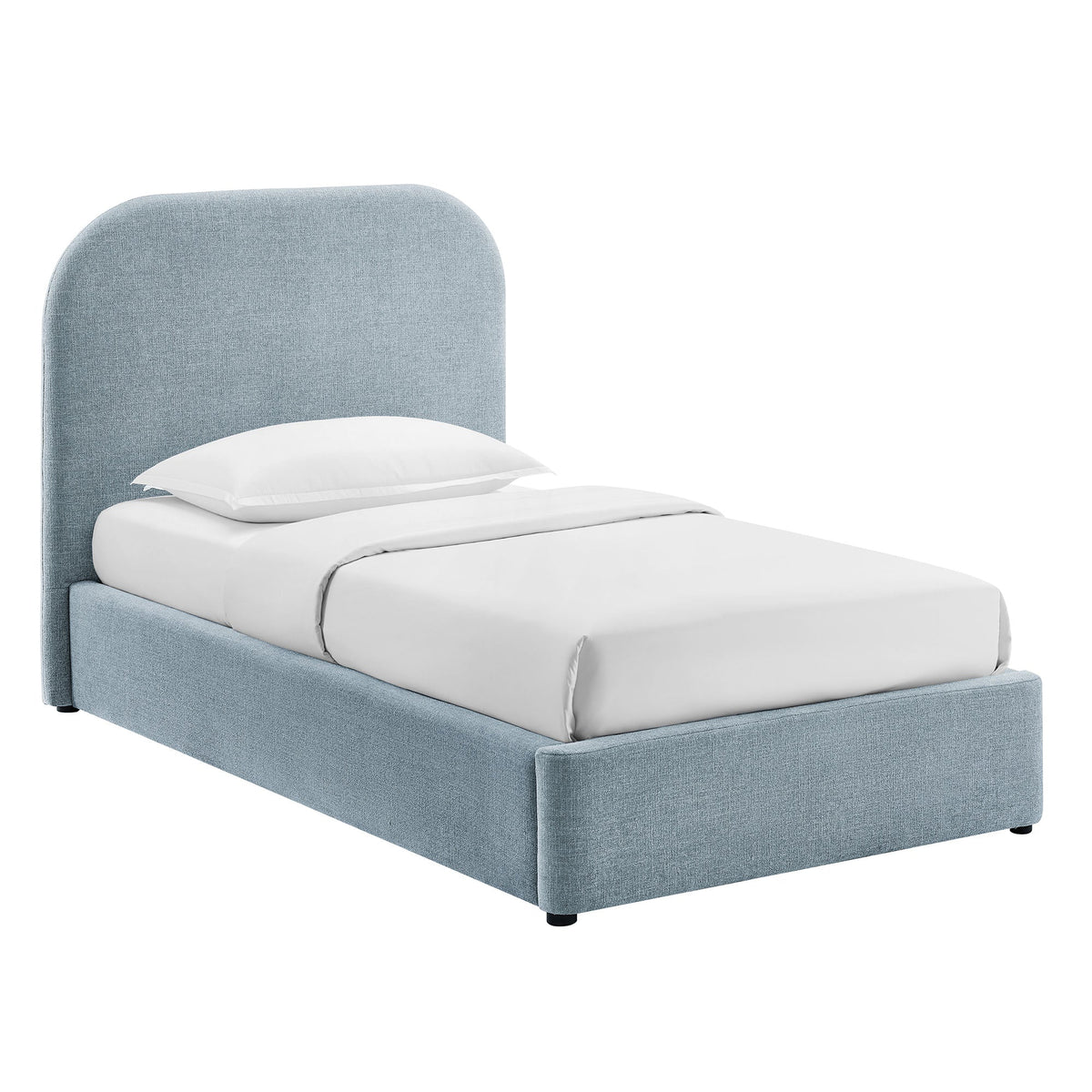 Keynote fabric upholstered storage platform bed frame in light blue-gray by HouseOfZazla on Tampa Home & Garden Store