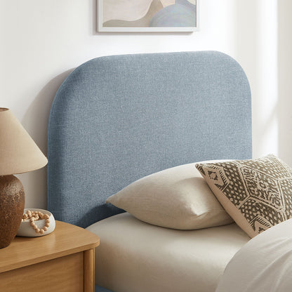 Keynote blue fabric upholstered bed frame with curved headboard by HouseOfZazla on Tampa Home & Garden Store