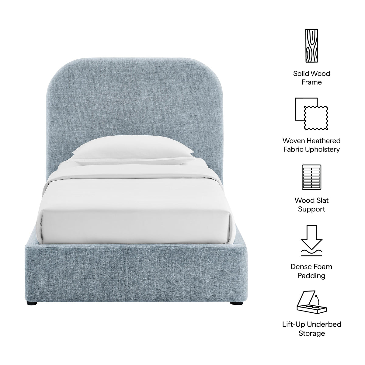 Keynote Fabric Upholstered Storage Platform Bed Frame blue-gray fabric by Modway on Tampa Home & Garden Store
