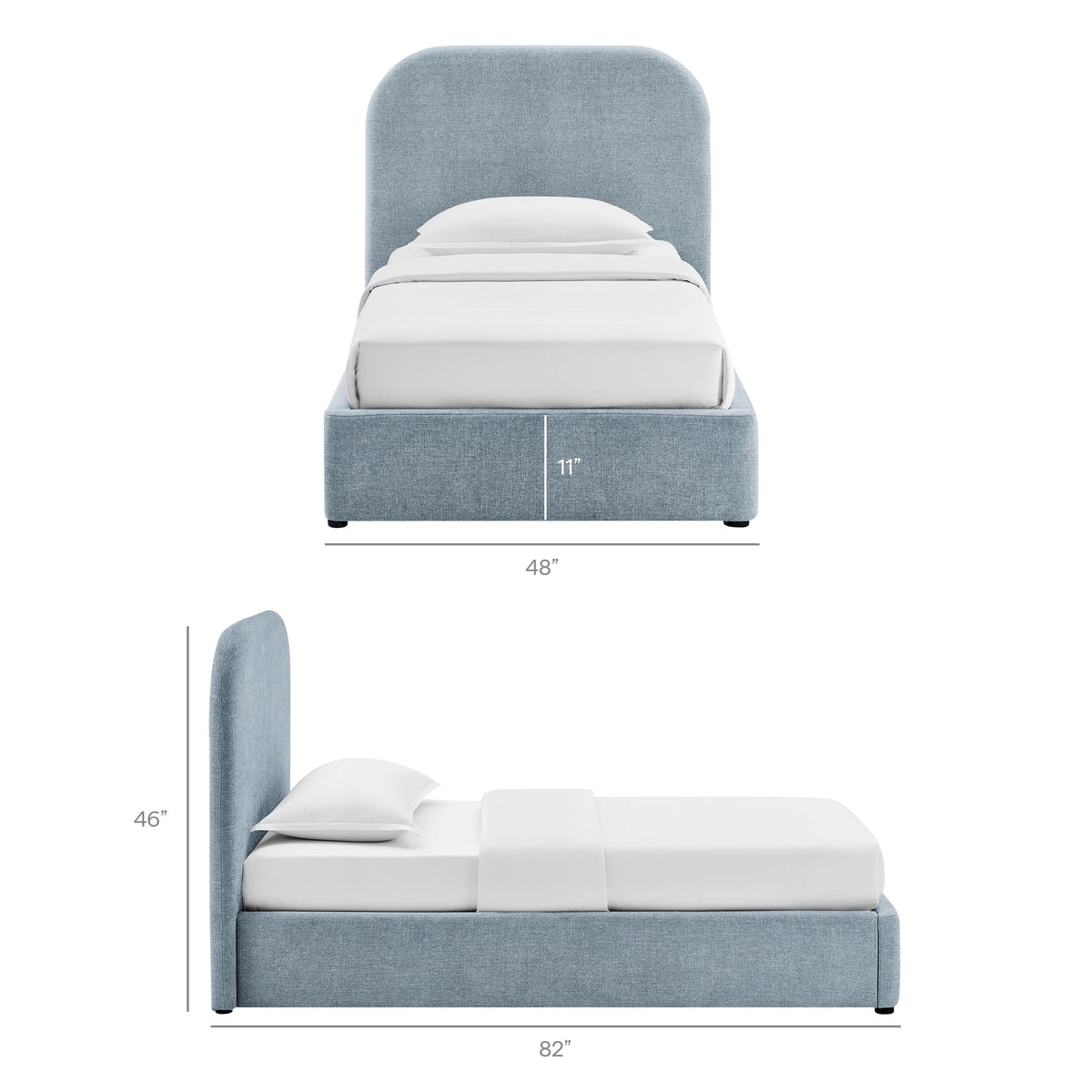 Keynote fabric upholstered storage platform bed frame by Modway in blue-gray with storage on Tampa Home & Garden Store