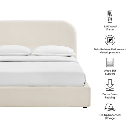 Keynote Performance Velvet Storage Bed Frame by Modway in ivory velvet with underbed storage on Tampa Home & Garden Store