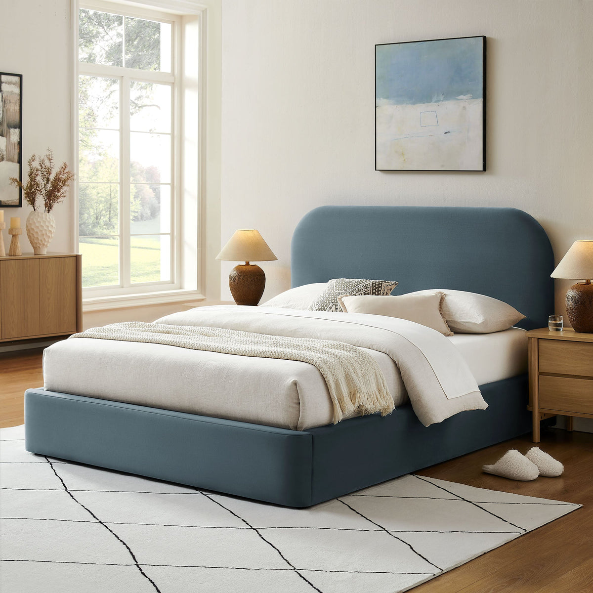Bed frame Keynote Performance Velvet Storage Platform Bed Frame by Modway in blue velvet on Tampa Home & Garden Store
