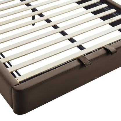 Keynote Performance Velvet storage platform bed frame by Modway with slats in brown velvet on Tampa Home & Garden Store