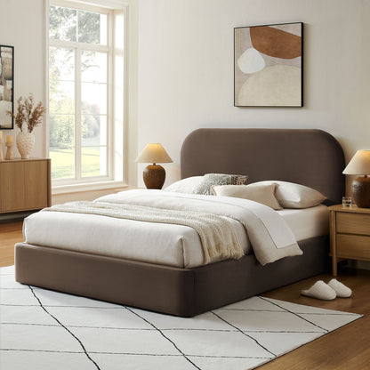 Keynote Performance Velvet Storage Platform Bed Frame by Modway in taupe velvet with headboard on Tampa Home & Garden Store