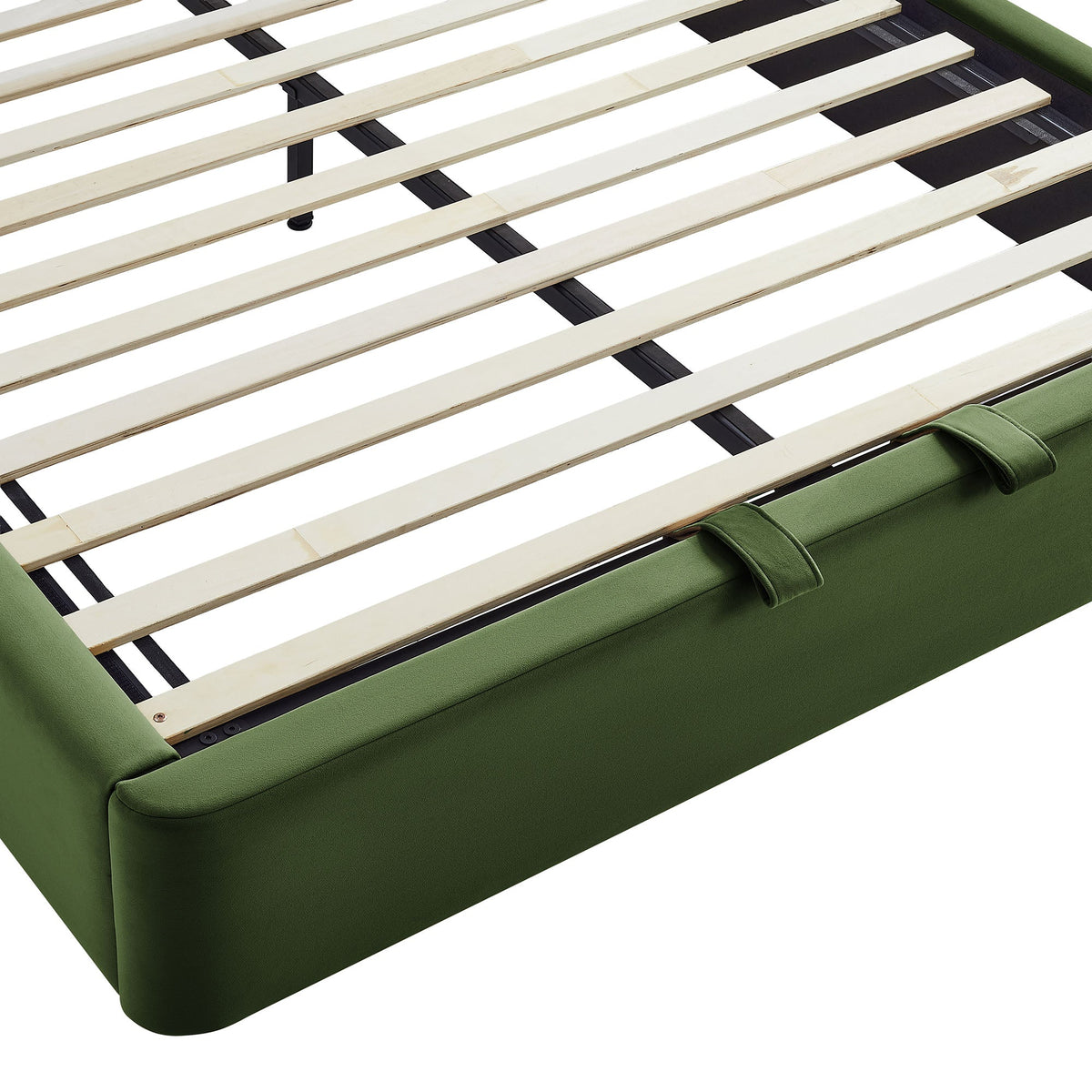 Keynote Performance Velvet Storage Platform Bed Frame by Modway, green bed with slatted base on Tampa Home & Garden Store