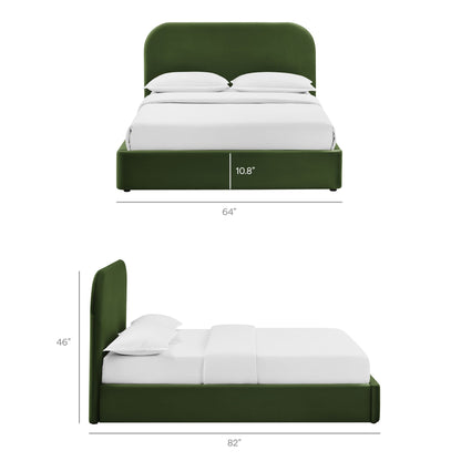 Keynote Velvet Storage Platform Bed Frame emerald green with curved headboard by Modway on Tampa Home & Garden Store