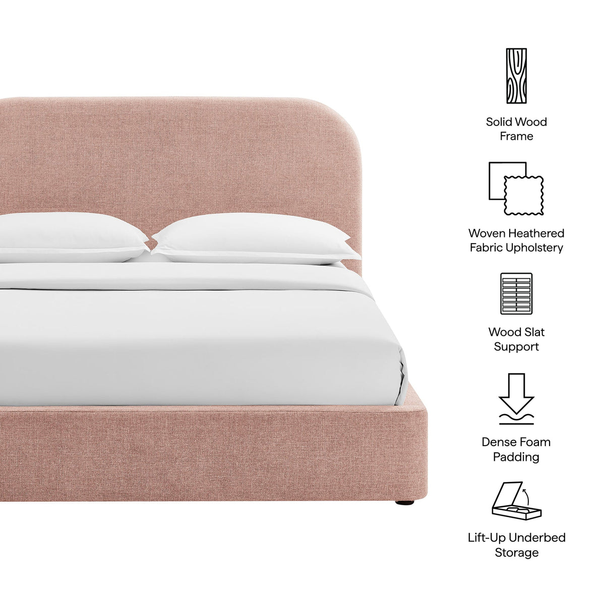 Keynote fabric upholstered storage platform bed frame in peach fabric by Modway on Tampa Home & Garden Store