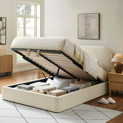 Keynote fabric upholstered storage platform bed frame in beige with underbed storage by Modway on Tampa Home & Garden Store