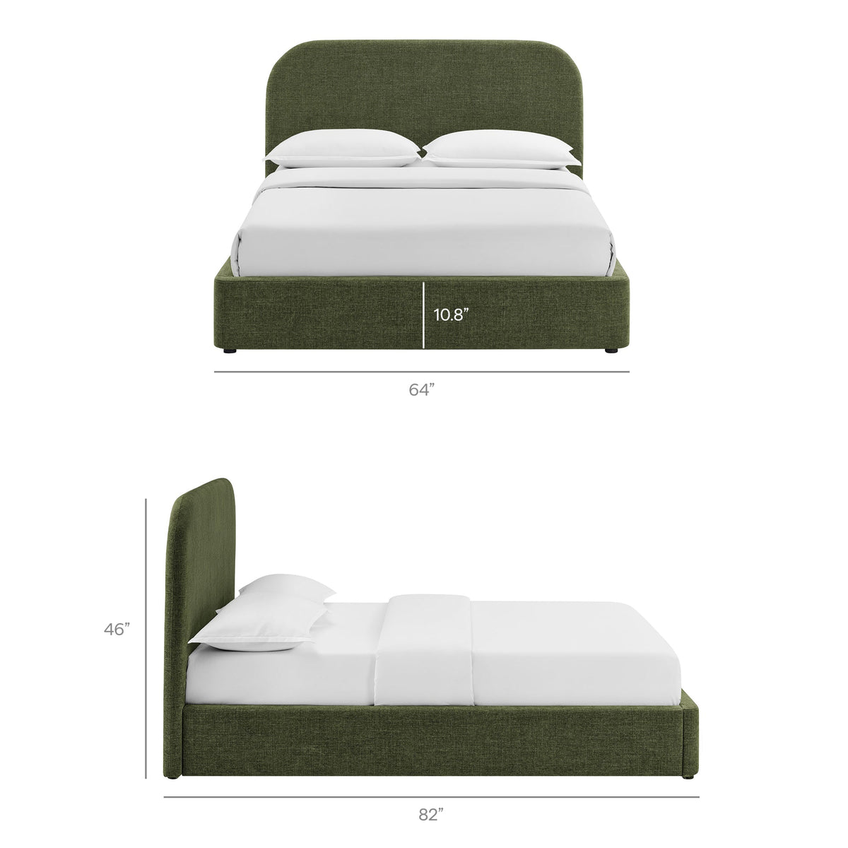 Keynote Fabric Upholstered Storage Platform Bed Frame in green fabric with built-in storage on Tampa Home & Garden Store