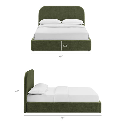 Keynote Fabric Upholstered Storage Platform Bed Frame in green fabric with built-in storage on Tampa Home & Garden Store