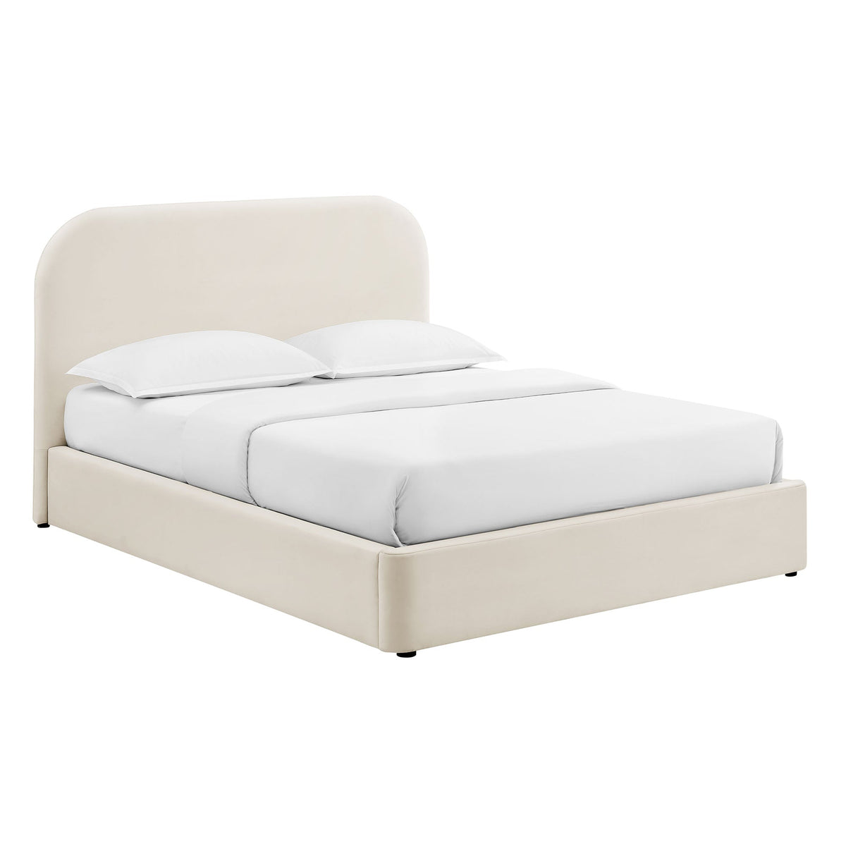 Keynote Performance Velvet Storage Platform Bed by Modway in cream velvet with low base on Tampa Home & Garden Store