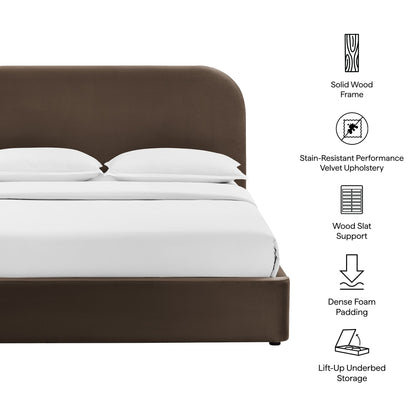 Keynote Performance Velvet Bed Frame by Modway brown velvet solid wood frame lift-up storage on Tampa Home & Garden Store