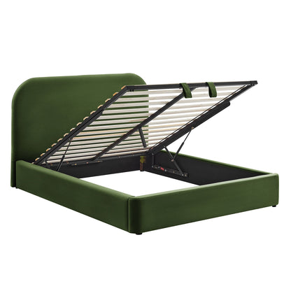 Keynote Storage Platform Bed Frame by Modway green velvet with metal frame under bed on Tampa Home & Garden Store