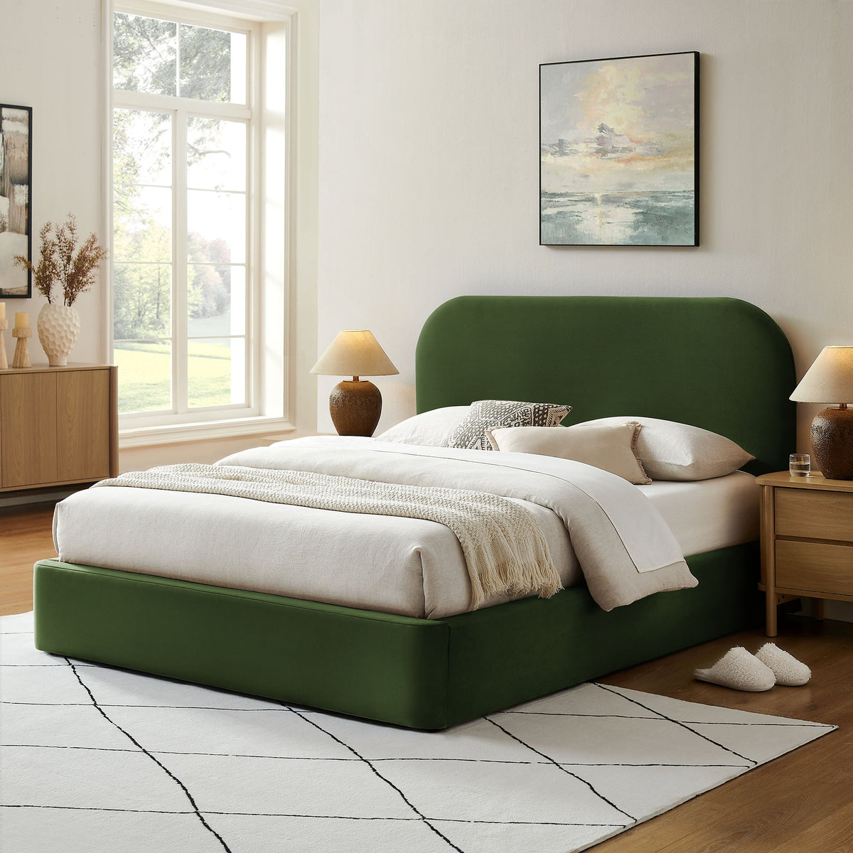 Keynote Performance Velvet Storage Platform Bed Frame by Modway in emerald green velvet on Tampa Home & Garden Store