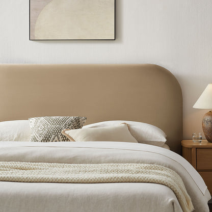 Keynote Performance Velvet Storage Platform Bed Frame tan upholstery with built-in storage on Tampa Home & Garden Store