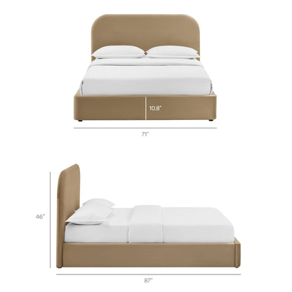 Keynote Performance Velvet storage platform bed frame tan upholstered bed by HouseOfZazla on Tampa Home & Garden Store