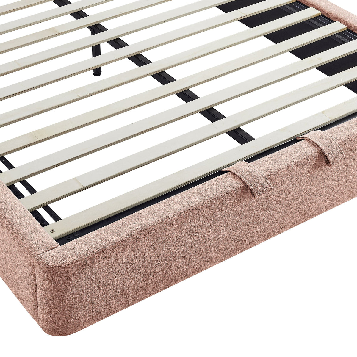 Keynote Fabric Upholstered Storage Platform Bed Frame by Modway with light pink fabric upholstery and wood slat foundation on Tampa Home & Garden Store