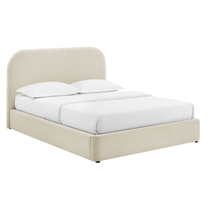 Keynote fabric upholstered storage platform bed frame beige with headboard by HouseOfZazla on Tampa Home & Garden Store