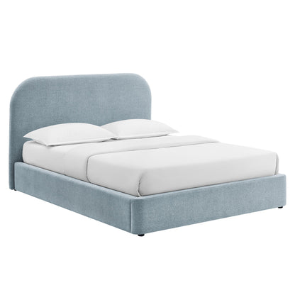 Keynote fabric upholstered storage platform bed frame Modway bluegray with padded headboard on Tampa Home & Garden Store