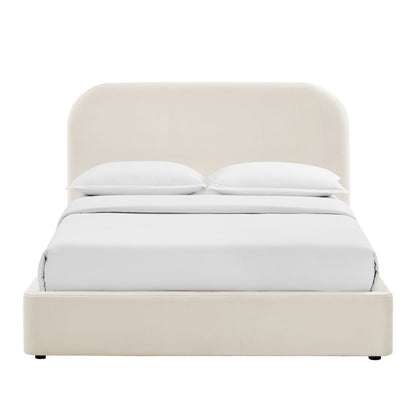 Keynote Performance Velvet Storage Platform Bed Frame by HouseOfZazla, cream ivory velvet on Tampa Home & Garden Store