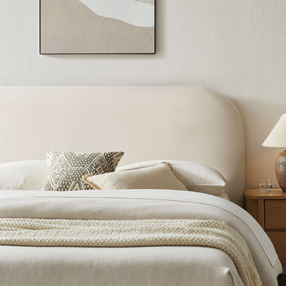 Keynote Performance Velvet Storage Platform Bed Frame cream velvet with beige bed skirt on Tampa Home & Garden Store