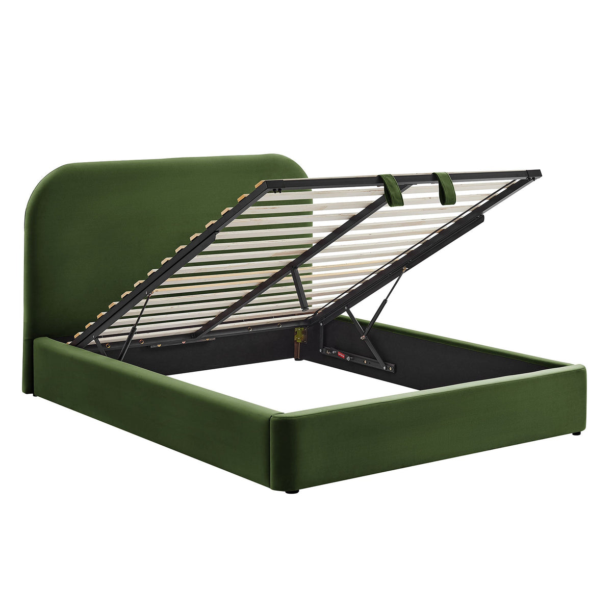 Keynote Velvet Storage Platform Bed Frame green velvet with hydraulic lift storage on Tampa Home & Garden Store