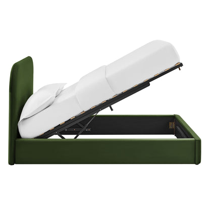 Keynote Performance Velvet Storage Platform Bed Frame green velvet upholstery with built-in storage on Tampa Home & Garden Store