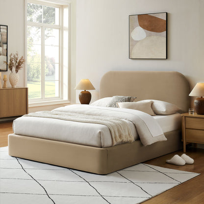 Keynote Performance Velvet Storage Platform Bed Frame by Modway in beige upholstery on Tampa Home & Garden Store