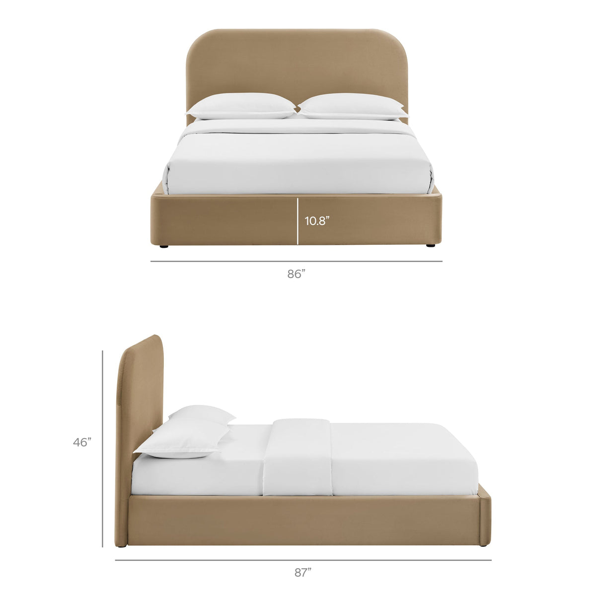 Keynote Performance Velvet storage platform bed frame tan velvet with headboard by HouseOfZazla on Tampa Home & Garden Store