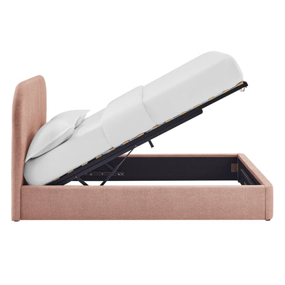 Keynote fabric upholstered storage bed frame in blush pink by HouseOfZazla on Tampa Home & Garden Store