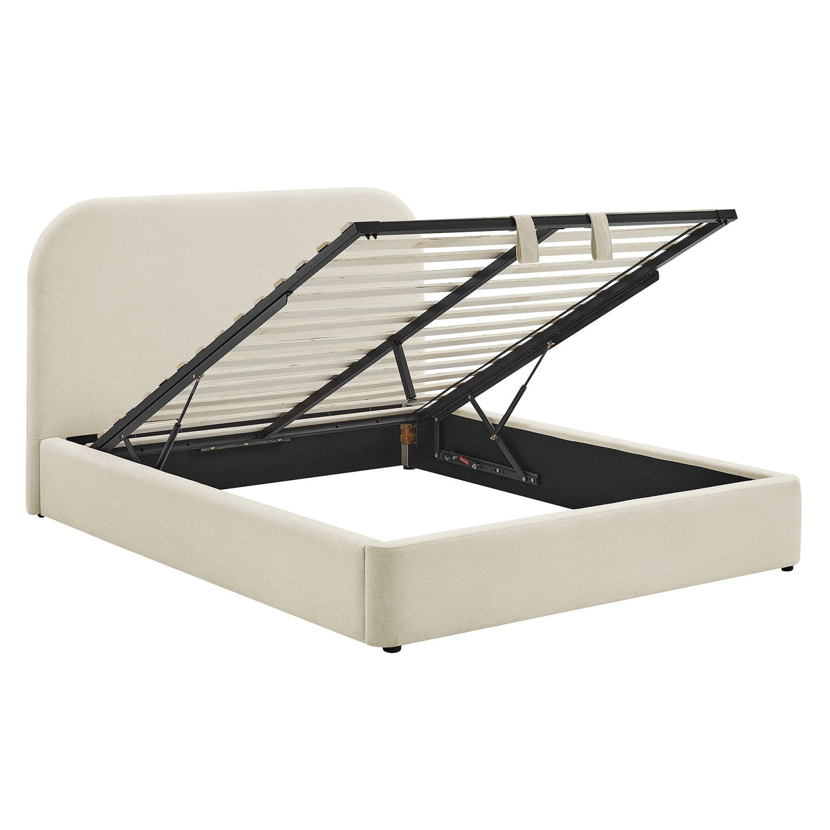 Keynote fabric upholstered storage platform bed frame in beige with black lift by Modway on Tampa Home & Garden Store