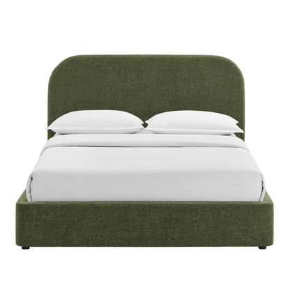 Keynote Fabric Upholstered Storage Platform Bed Frame by Modway olive-green with white bedding on Tampa Home & Garden Store