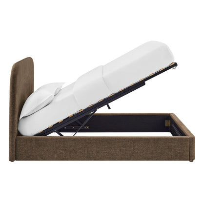 Keynote fabric upholstered storage platform bed frame brown with white mattress Modway on Tampa Home & Garden Store