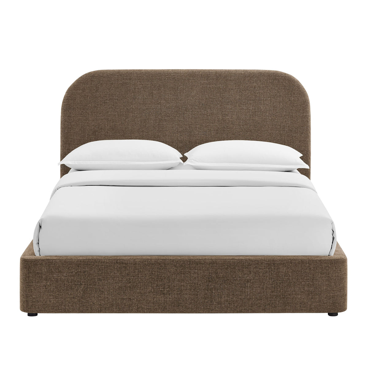 Keynote fabric upholstered storage platform bed frame brown fabric bedding on Tampa Home & Garden Store