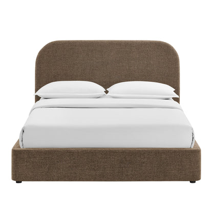 Keynote fabric upholstered storage platform bed frame brown fabric bedding on Tampa Home & Garden Store