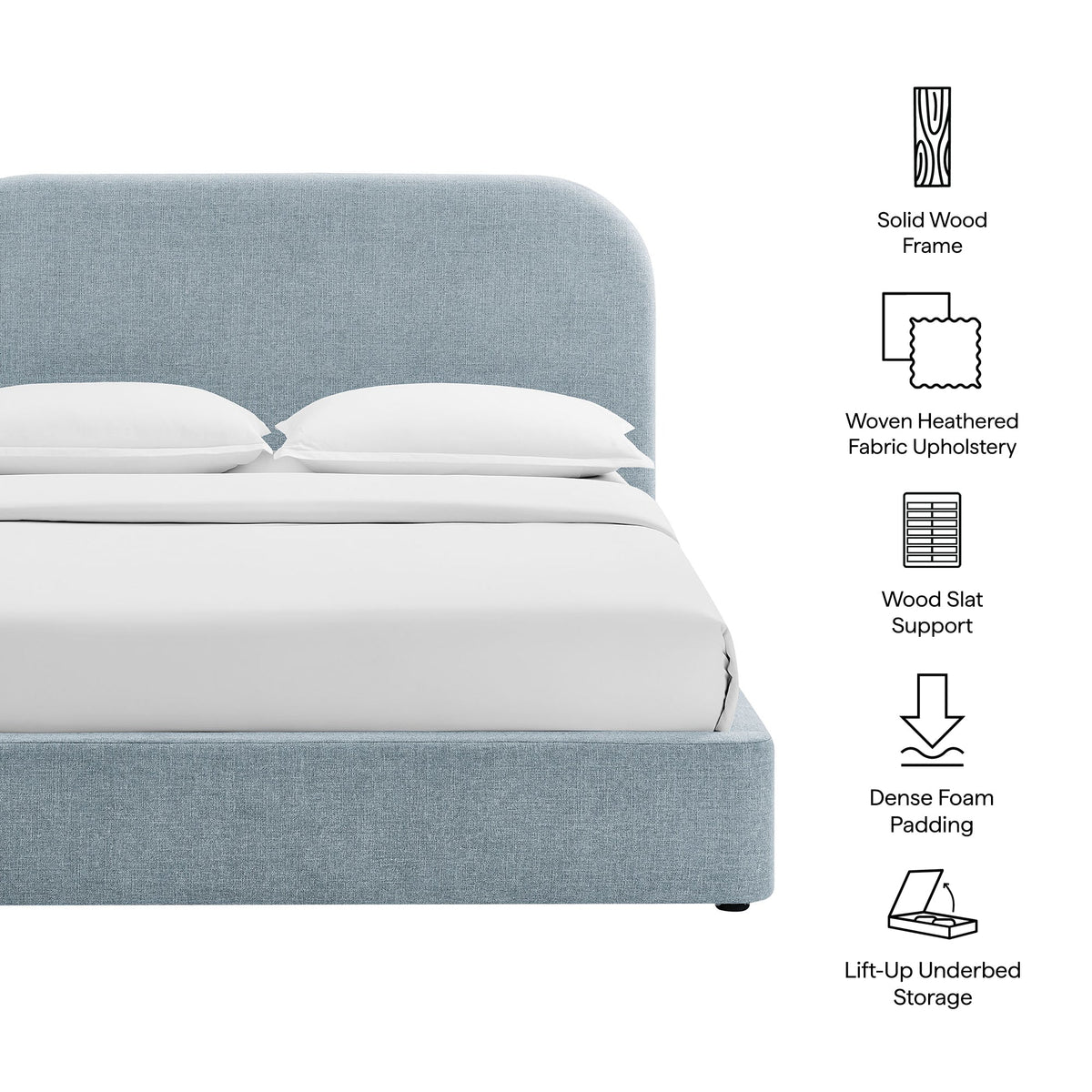 Keynote Fabric Upholstered Storage Platform Bed Frame by Modway blue-gray fabric on Tampa Home & Garden Store