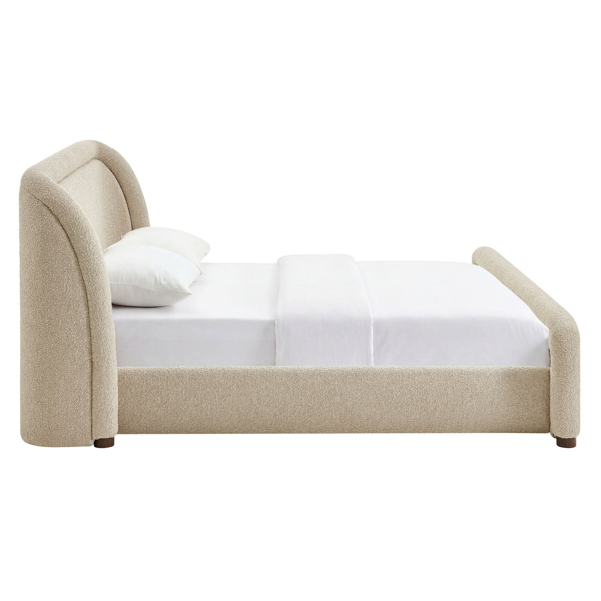 Tasmin Upholstered Fabric Platform Bed by Modway in beige boucle with curved headboard on Tampa Home & Garden Store
