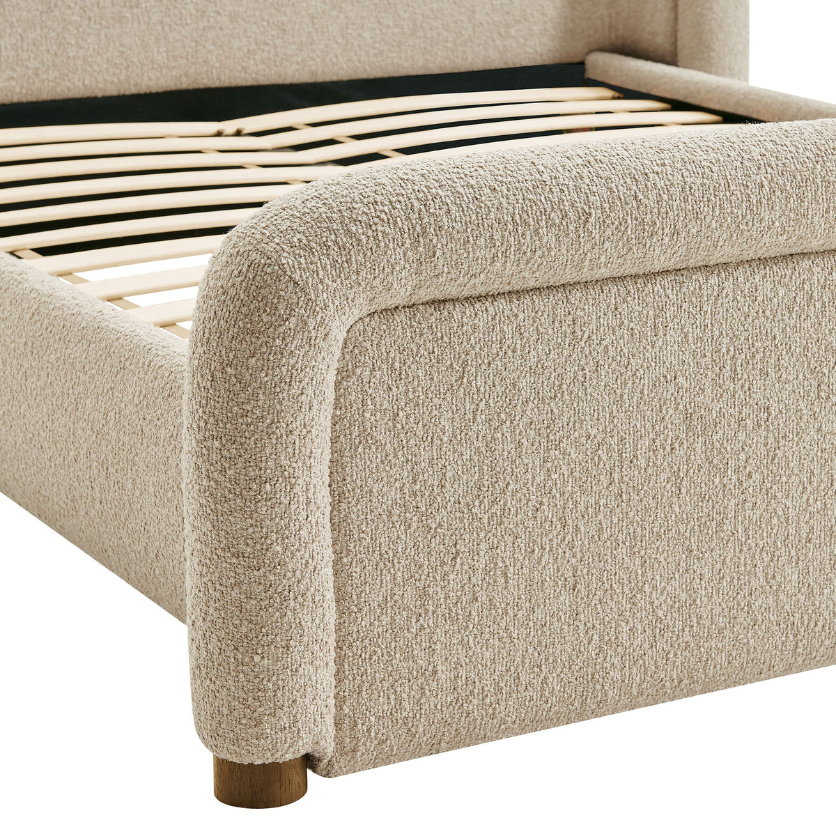 Tasmin Upholstered Fabric Platform Bed by Modway in beige fabric with exposed wooden legs on Tampa Home & Garden Store