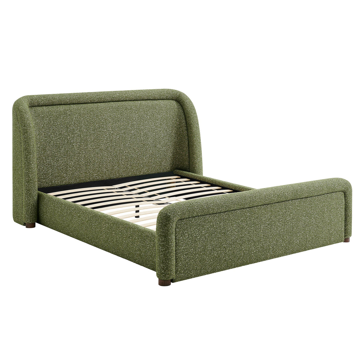 Tasmin Upholstered Fabric Platform Bed by HouseOfZazla in emerald-green textured fabric on Tampa Home & Garden Store