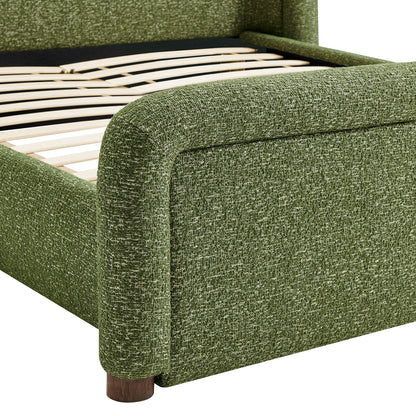 Tasmin Upholstered Platform Bed by Modway, green textured fabric with wood slats on Tampa Home & Garden Store