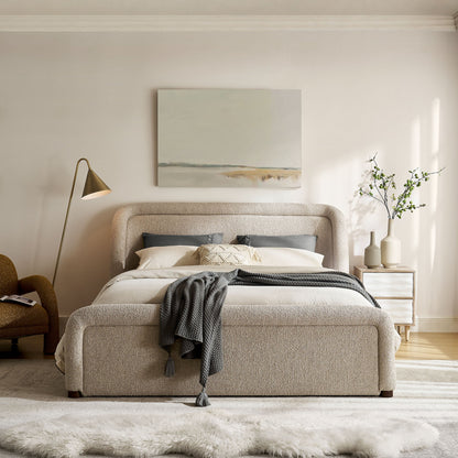 Tasmin Upholstered Fabric Platform Bed by Modway beige textured fabric low-profile frame on Tampa Home & Garden Store