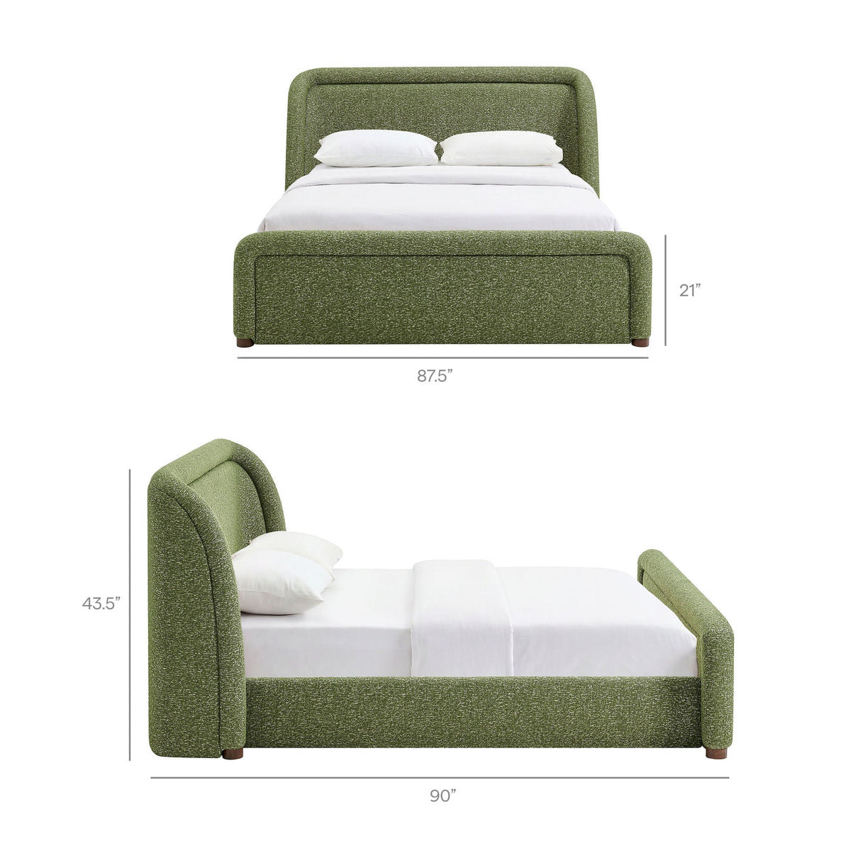 Tasmin upholstered platform bed by Modway in green textured fabric with curved headboard on Tampa Home & Garden Store