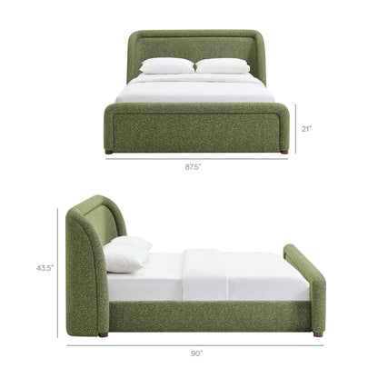 Tasmin upholstered platform bed by Modway in green textured fabric with curved headboard on Tampa Home & Garden Store